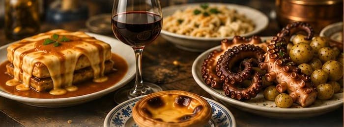 Francesinha, poulpe et pastel de nata